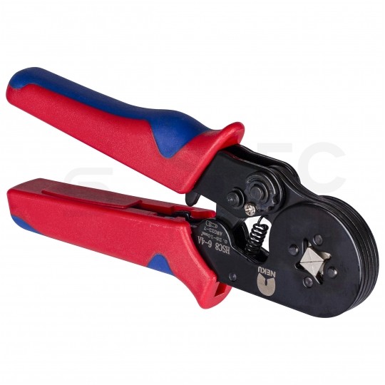 Zaciskarka Praska do tulejek kablowych 0,25-10mm2 z matrycą czworokątną + zestaw tulejek izolowanych DIN 0,5-10mm2 1300szt. NEKU