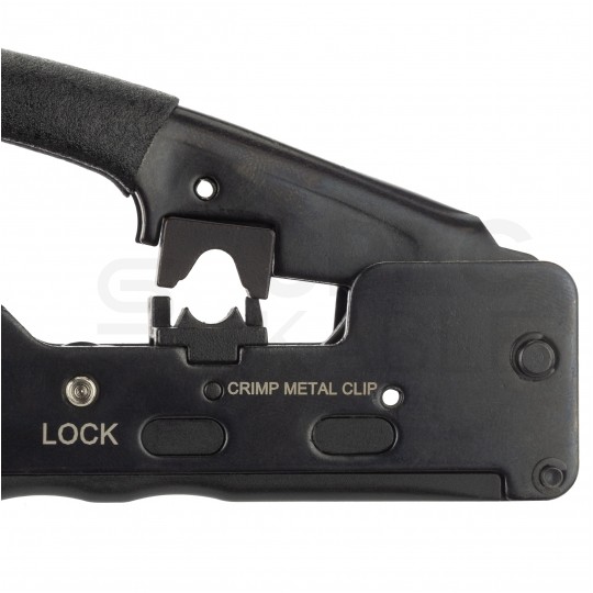 Zaciskarka przelotowych wtyków modularnych RJ45 (8p8c) i telefonicznych RJ12 (6p6c) RJ11 (6p4c) boczna z funkcją zaciskania ekranu NEKU HT-7088