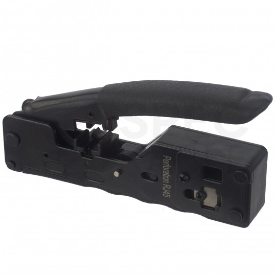 Zaciskarka przelotowych wtyków modularnych RJ45 (8p8c) i telefonicznych RJ12 (6p6c) RJ11 (6p4c) boczna z funkcją zaciskania ekranu NEKU HT-7088