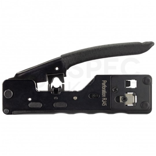 Zaciskarka przelotowych wtyków modularnych RJ45 (8p8c) i telefonicznych RJ12 (6p6c) RJ11 (6p4c) boczna z funkcją zaciskania ekranu NEKU HT-7088