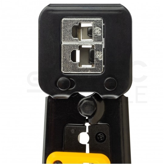 Zaciskarka przelotowych wtyków modularnych RJ45 (8p8c) i telefonicznych RJ12 (6p6c) RJ11 (6p4c) czołowa NEKU