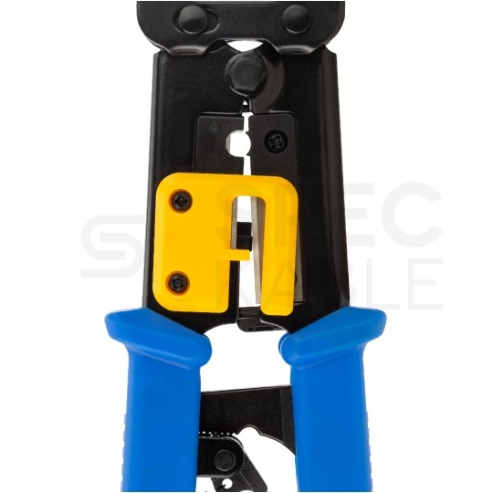 Zaciskarka przelotowych wtyków modularnych RJ45 (8p8c) i telefonicznych RJ12 (6p6c) RJ11 (6p4c) czołowa NEKU