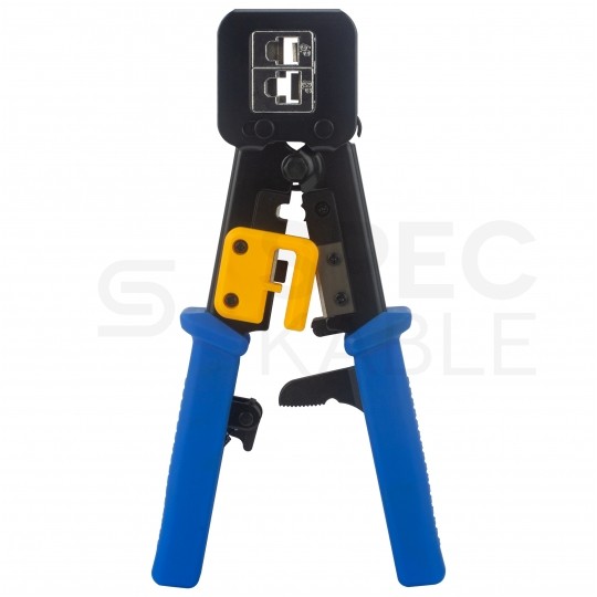 Zaciskarka przelotowych wtyków modularnych RJ45 (8p8c) i telefonicznych RJ12 (6p6c) RJ11 (6p4c) czołowa NEKU