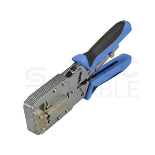 Zaciskarka wtyków modularnych RJ45 (8p8c), AMP kat.6 i telefonicznych RJ12 (6p6c) RJ11 (6p4c) czołowa NEKU