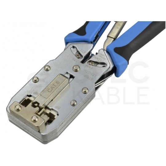 Zaciskarka wtyków modularnych RJ45 (8p8c), AMP kat.6 i telefonicznych RJ12 (6p6c) RJ11 (6p4c) czołowa NEKU