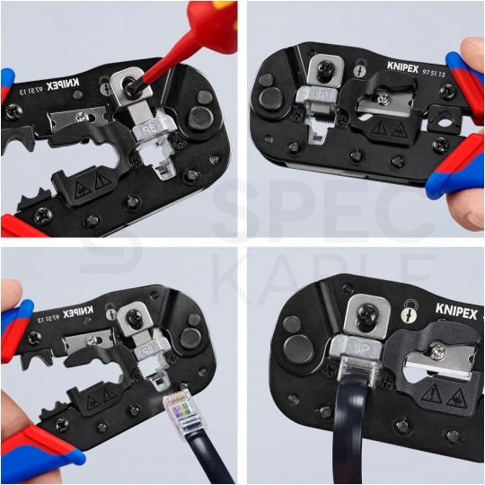 Zaciskarka wtyków modularnych RJ45 (8p8c) boczna KNIPEX 97 51 13