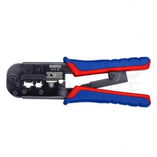 Zaciskarka wtyków modularnych RJ45 (8p8c) i telefonicznych RJ12 (6p6c) RJ11 (6p4c) boczna KNIPEX 97 51 10