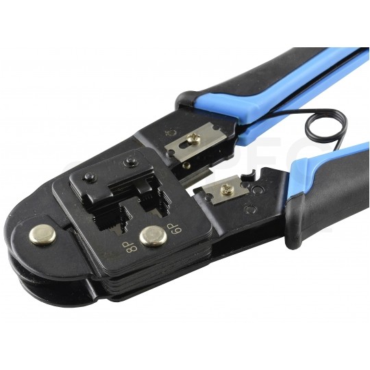 Zaciskarka wtyków modularnych RJ45 (8p8c) i telefonicznych RJ12 (6p6c) RJ11 (6p4c) boczna NEKU HT-268