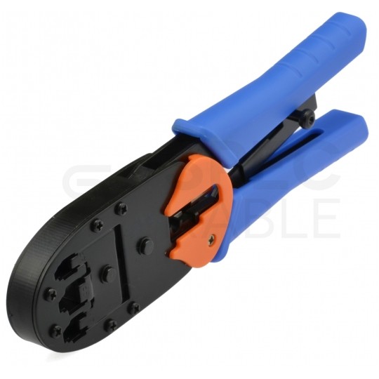 Zaciskarka wtyków modularnych RJ45 (8p8c) i telefonicznych RJ12 (6p6c) RJ11 (6p4c) oraz RJ10 (4p4c) czołowa NEKU