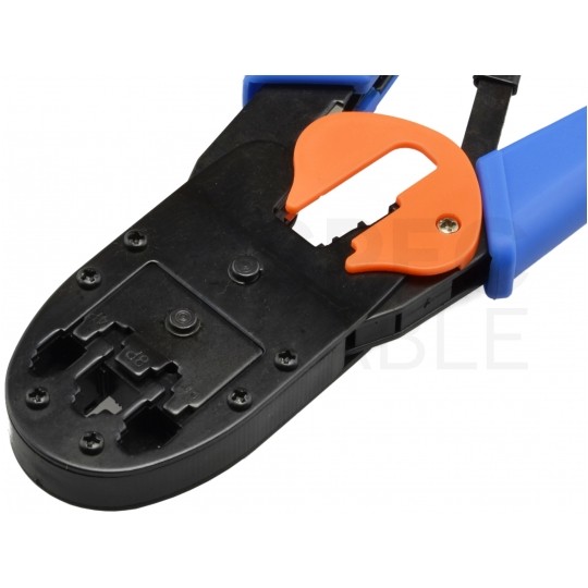 Zaciskarka wtyków modularnych RJ45 (8p8c) i telefonicznych RJ12 (6p6c) RJ11 (6p4c) oraz RJ10 (4p4c) czołowa NEKU