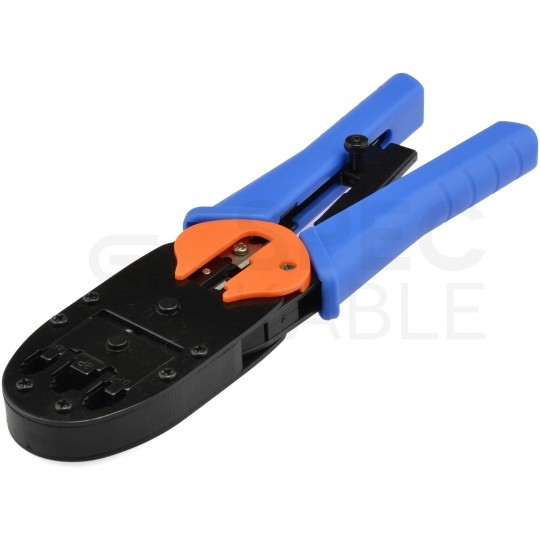 Zaciskarka wtyków modularnych RJ45 (8p8c) i telefonicznych RJ12 (6p6c) RJ11 (6p4c) oraz RJ10 (4p4c) czołowa NEKU