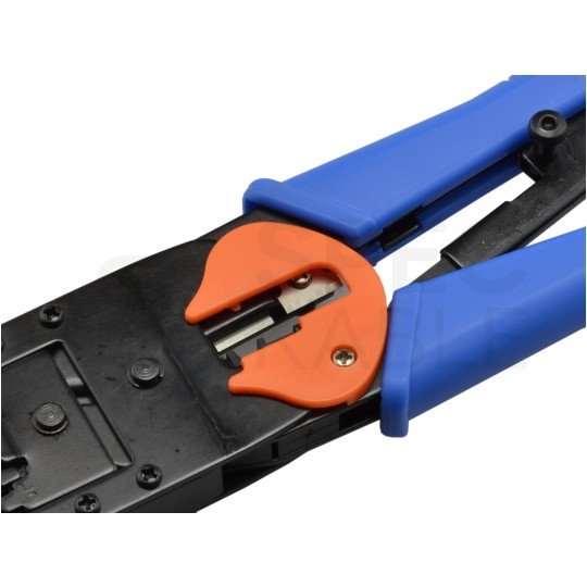 Zaciskarka wtyków modularnych RJ45 (8p8c) i telefonicznych RJ12 (6p6c) RJ11 (6p4c) oraz RJ10 (4p4c) czołowa NEKU