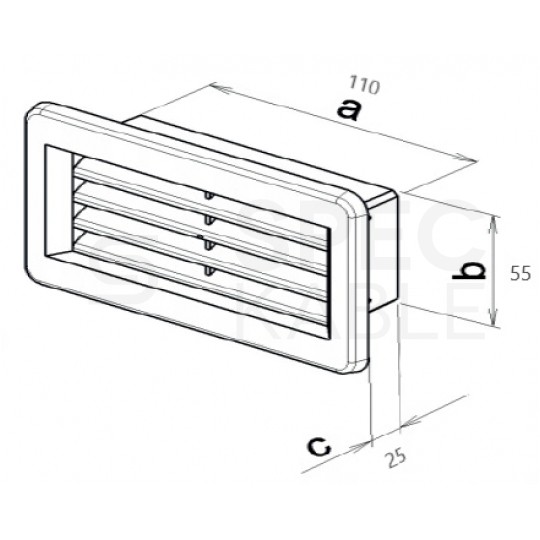 Zakończenie, kratka wentylacyjna do kanału płaskiego 110x55mm airRoxy 02-415
