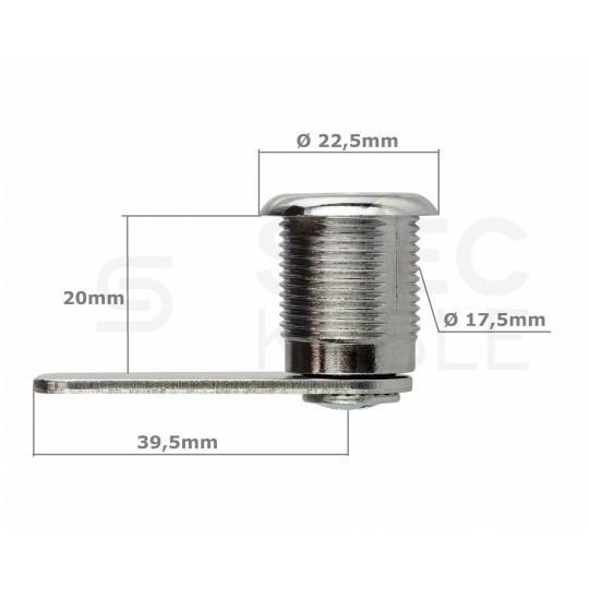 Zamek do drzwi bocznych szafy wiszącej RACK 19" NEKU + dwa klucze