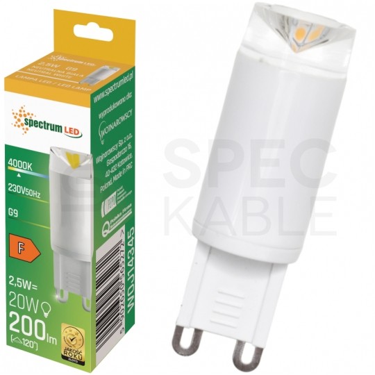 Żarówka ceramiczna LED G9 230V 2,5W 200lm neutralna