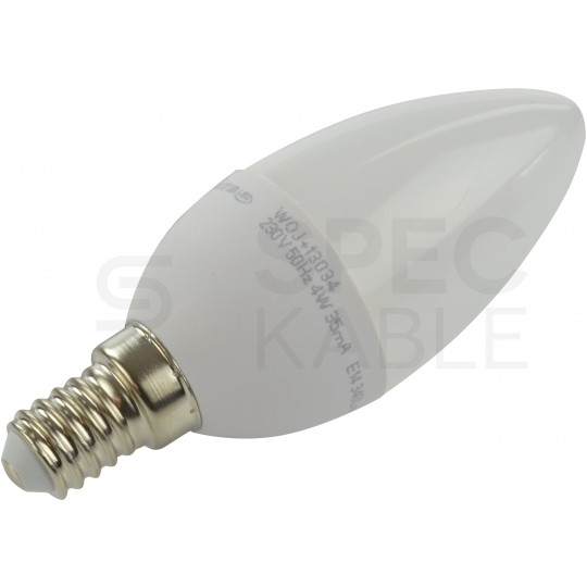 Żarówka LED E14 230V 4W 340lm 2700-3200K świecowa prosta barwa WW biała ciepła SPECTRUM LED