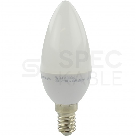 Żarówka LED E14 230V 4W 340lm 2700-3200K świecowa prosta barwa WW biała ciepła SPECTRUM LED