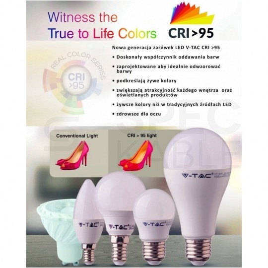 Żarówka LED E14 230V 5,5W 470lm 6400K IP20 barwa CW biała zimna V-TAC VT-2236