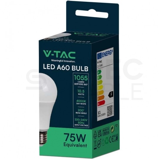 Żarówka LED E27 230V 10,5W 1055lm 4000K IP20 barwa NW biała neutralna V-TAC VT-2112-N