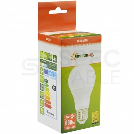 Żarówka LED E27 230V 10W GLS 800lm ciepła