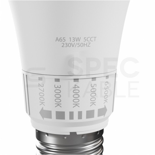 Żarówka LED E27 230V 13W 1500lm zmiennna barwa od 2700K do 6500K kula SPECTRUM LED