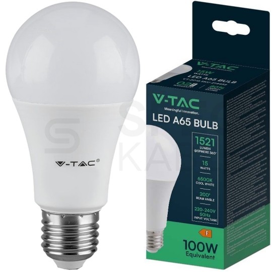 Żarówka LED E27 230V 15W 1350lm 6500K IP20 barwa zimna CW V-TAC VT-2015