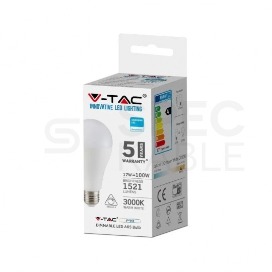 Żarówka LED E27 230V 17W 1521lm 4000K IP20 barwa neutralna NW V-TAC SAMSUNG VT-217D 5 LAT GWARANCJI