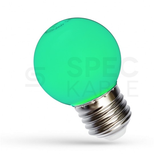 Żarówka LED E27 230V 1W kula barwa zielona PC SPECTRUM