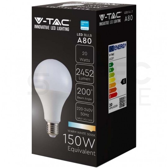 Żarówka LED E27 230V 20W 2452lm 6400K IP20 barwa CW biała zimna V-TAC SAMSUNG VT-233 5 LAT GWARANCJI
