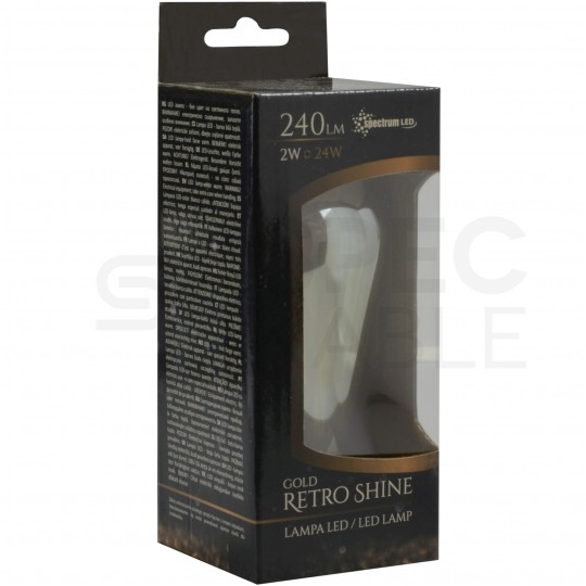 Żarówka LED E27 230V 2W 240lm 2700-3200K Gold Retro Shine grzybkowy "Edison" barwa WW biała ciepła SPECTRUM LED