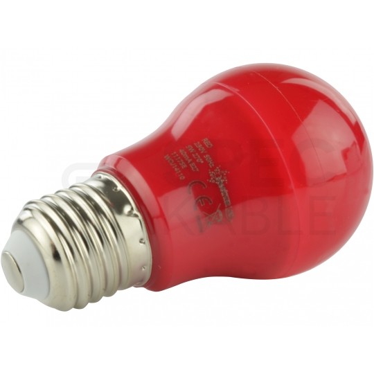 Żarówka LED E27 230V 4,9W kula barwa czerwona GLS SPECTRUM LED