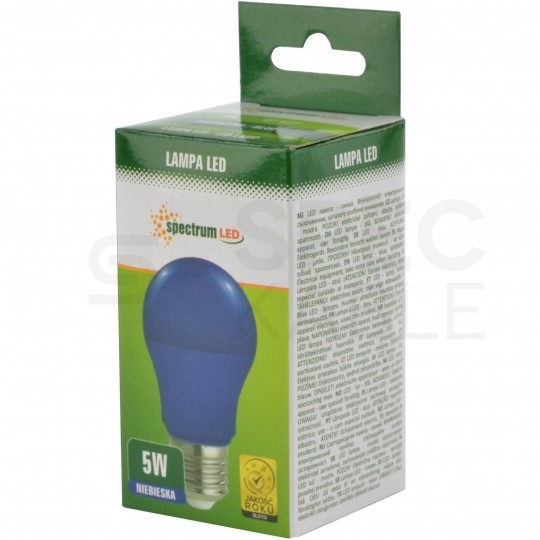 Żarówka LED E27 230V 5W GLS niebieska