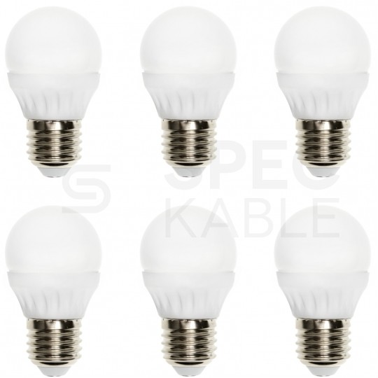 Żarówka LED E27 230V 6W kula 520lm ciepła [komplet 6szt]