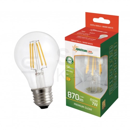 Żarówka LED E27 230V 7W 870lm GLS COG ciepła