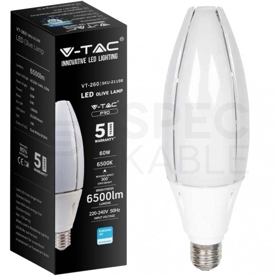 Żarówka LED E40 230V 60W 6500lm 4000K IP20 barwa neutralna NW V-TAC SAMSUNG VT-260