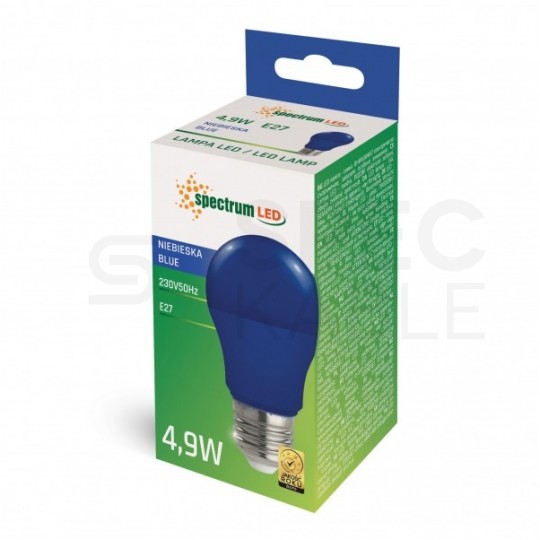 Żarówka LED GLS E27 230V 4,9W gruszka barwa niebieska SPECTRUM LED