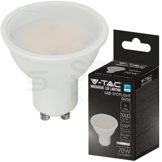 Żarówka LED GU10 230V 10W 1000lm 3000K IP20 barwa ciepła WW V-TAC SAMSUNG VT-271