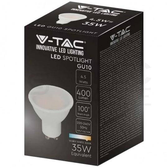 Żarówka LED GU10 230V 4,5W 400lm 4000K IP20 barwa NW biała neutralna V-TAC VT-1975