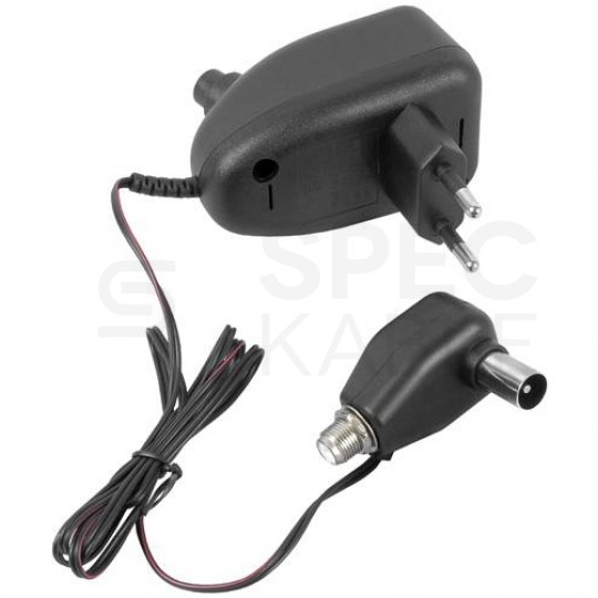 Zasilacz antenowy regulowany 12V 100mA z gniazdem F + wtykiem IEC TV