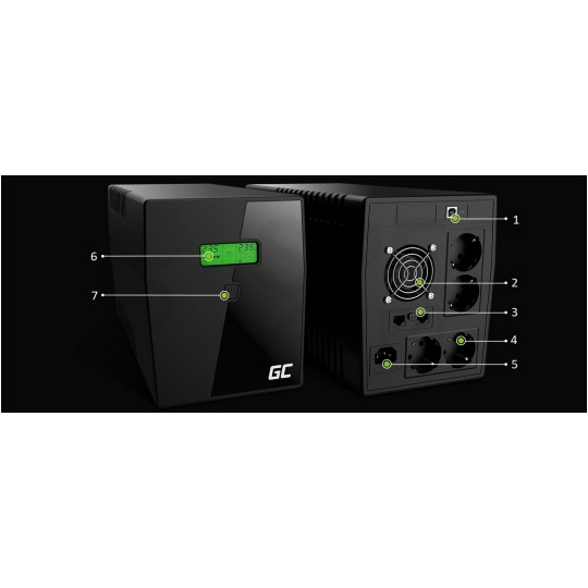 Zasilacz awaryjny UPS Power Proof 1200W / 2000VA AVR + 2x akumulator AGM 9Ah Green Cell