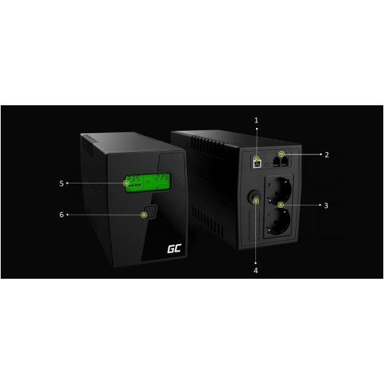 Zasilacz awaryjny UPS Power Proof 360W / 600VA AVR + akumulator AGM 7Ah Green Cell