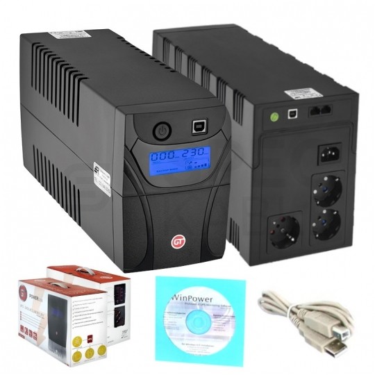 Zasilacz awaryjny UPS PowerBox 600W / 1200VA AVR + 2x akumulator 7Ah GT