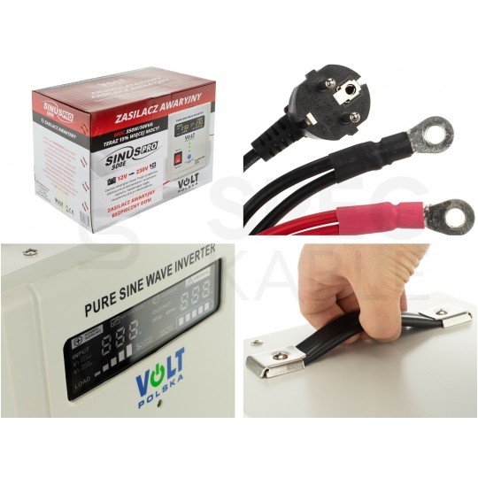 Zasilacz awaryjny UPS przetwornica SINUS PRO E 12V/230V AVR 350W / 500VA 5/10A VOLT do centralnego ogrzewania (pieca CO, pompy itp.)