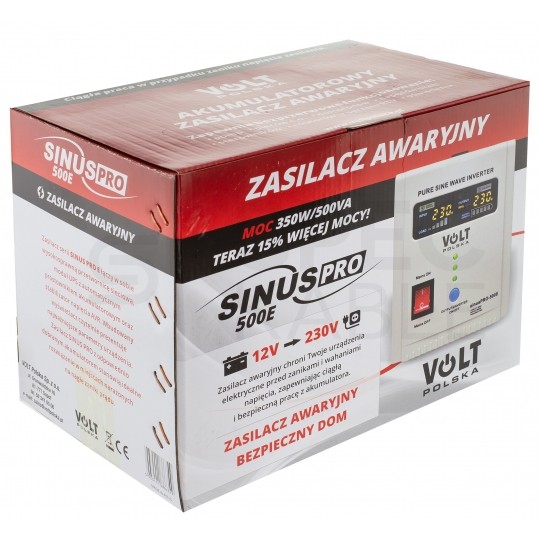 Zasilacz awaryjny UPS przetwornica SINUS PRO E 12V/230V AVR 350W / 500VA 5/10A VOLT do centralnego ogrzewania (pieca CO, pompy itp.)