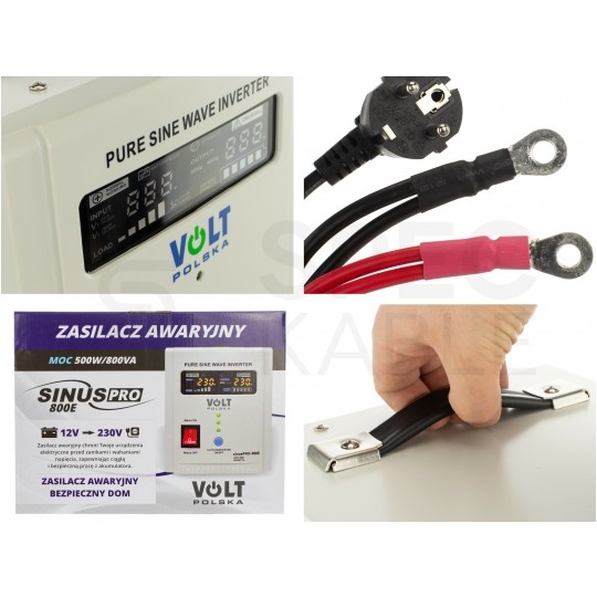 Zasilacz awaryjny UPS przetwornica SINUS PRO E 12V/230V AVR 500W / 800VA 5/10A VOLT do centralnego ogrzewania (pieca CO, pompy itp.)