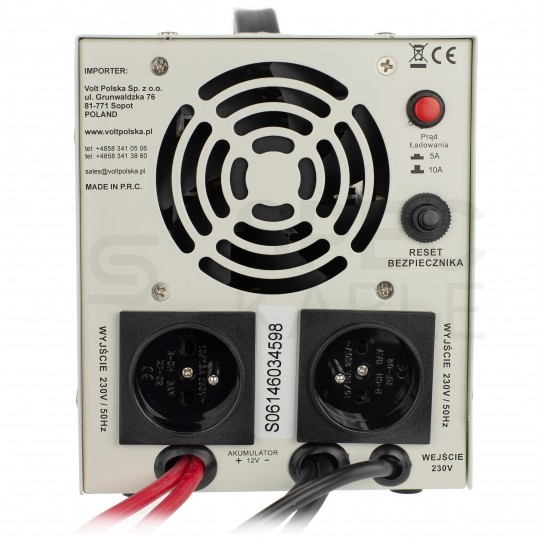 Zasilacz awaryjny UPS przetwornica SINUS PRO E 12V/230V AVR 700W / 1000VA 5/10A VOLT do centralnego ogrzewania (pieca CO, pompy itp.)