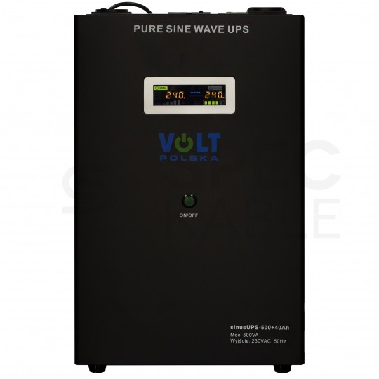 Zasilacz awaryjny UPS przetwornica SINUS UPS 12V/230V AVR 300W / 500VA 10A + akumulator AGM 40Ah VOLT