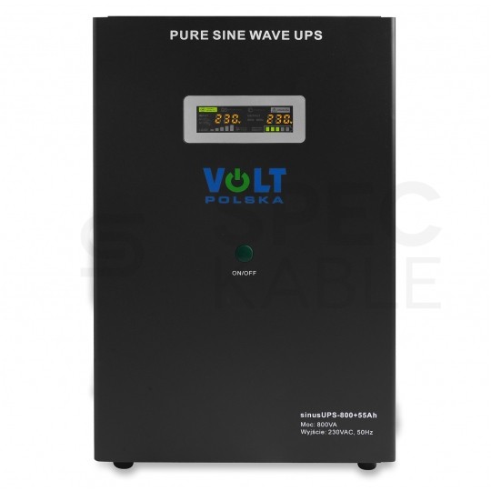 Zasilacz awaryjny UPS przetwornica SINUS UPS 12V/230V AVR 500W / 800VA 10A + akumulator AGM 55Ah VOLT