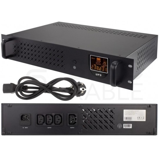 Zasilacz awaryjny UPS RACK 19" 2U PowerBox 510W / 850VA AVR + akumulator AGM 9Ah GT