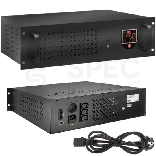 Zasilacz awaryjny UPS RACK 19" 3U PowerBox 720W / 1200VA AVR + 2 akumulatory AGM 7Ah GT